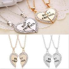 Women Gifts 2 Color Women Jewelry Charming Splice Heart Pendant Best Friend Letter Necklace J4U66