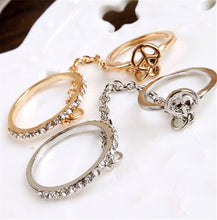 Women Girl's rhinestone peace chain link Middle finger rings jewelry gifts S Women Rings J4U66