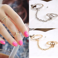 Women Girl's rhinestone peace chain link Middle finger rings jewelry gifts S Women Rings J4U66