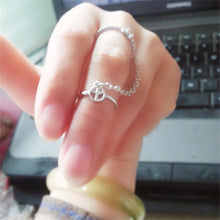 Women Girl's rhinestone peace chain link Middle finger rings jewelry gifts S Women Rings J4U66