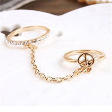 Women Girl's rhinestone peace chain link Middle finger rings jewelry gifts S Women Rings J4U66