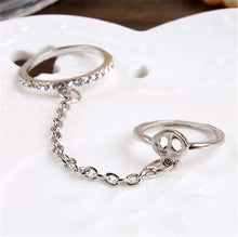 Women Girl's rhinestone peace chain link Middle finger rings jewelry gifts S Women Rings J4U66