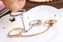 Women Girl's rhinestone peace chain link Middle finger rings jewelry gifts S Women Rings J4U66