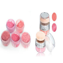 women girls 3d pure mineral face cheek blush blusher powdercosmetic with sponge portable 2 in 1 makeup J4U66
