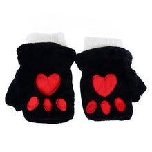 women girls fingerless warm fur fleece gloves cute mittens wrist glove J4U66