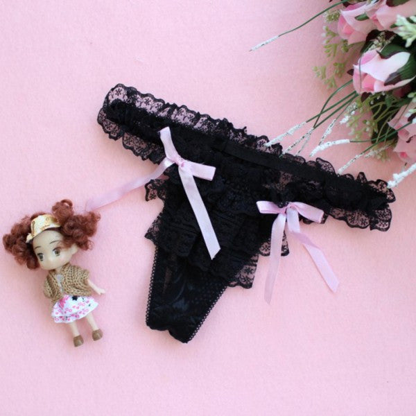 Women Girls Sexy Lace Reffuled Briefs Bow Underwear Panties Thongs G-strings  J4U66