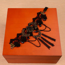 Women Handmade Black Rhinestone Drop Black Lace Arm Bracelet Gothic & Vintage Jewelry J4U66