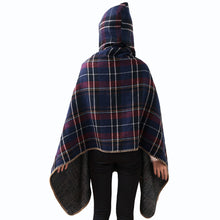 women hooded ponchos capes long shawl plaid print button elegant oversize loose pashmina aztec outwearcasacos femininos tippet J4U66