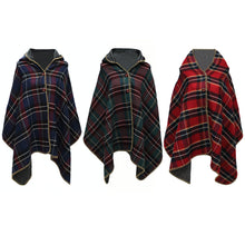 women hooded ponchos capes long shawl plaid print button elegant oversize loose pashmina aztec outwearcasacos femininos tippet J4U66