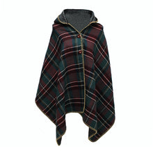 women hooded ponchos capes long shawl plaid print button elegant oversize loose pashmina aztec outwearcasacos femininos tippet J4U66