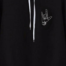 women hoodies sweatshirts hand print long sleeve casual all match solid leisure hooded hoodie loose tops plus size J4U66