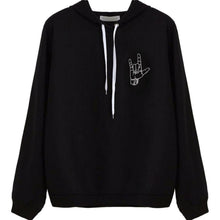 Hoodies Sweatshirts Hand Print Long Sleeve Casual All-match Solid Leisure Hooded Hoodie Loose Tops Plus Size J4U66