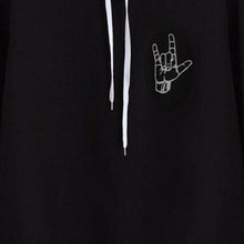 Hoodies Sweatshirts Hand Print Long Sleeve Casual All-match Solid Leisure Hooded Hoodie Loose Tops Plus Size J4U66