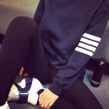 women stripe long sleeve warm casual pullover sweater tops coat J4U66