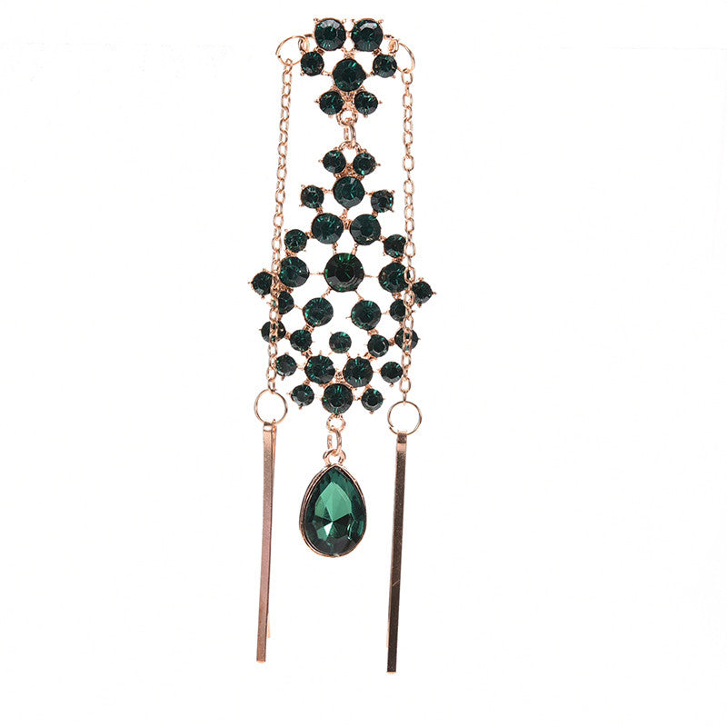 Women Indian Hair Bands Flower Hair Pins Ethnic Jewelry Accessories  Crystal Rhinestone Pendant High Forehead J4U66