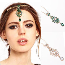 Women Indian Hair Bands Flower Hair Pins Ethnic Jewelry Accessories  Crystal Rhinestone Pendant High Forehead J4U66