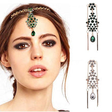 Women Indian Hair Bands Flower Hair Pins Ethnic Jewelry Accessories  Crystal Rhinestone Pendant High Forehead J4U66
