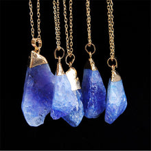 Women Jewelry Party Irregular Natural Crystal Quartz Stone Pendant Necklace J4U66