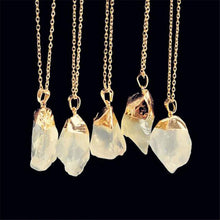 Women Jewelry Party Irregular Natural Crystal Quartz Stone Pendant Necklace J4U66