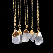 Women Jewelry Party Irregular Natural Crystal Quartz Stone Pendant Necklace J4U66