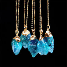 Women Jewelry Party Irregular Natural Crystal Quartz Stone Pendant Necklace J4U66