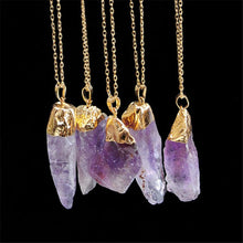 Women Jewelry Party Irregular Natural Crystal Quartz Stone Pendant Necklace J4U66