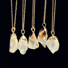 Women Jewelry Party Irregular Natural Crystal Quartz Stone Pendant Necklace J4U66