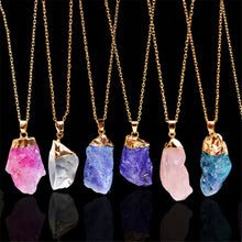 Women Jewelry Party Irregular Natural Crystal Quartz Stone Pendant Necklace J4U66