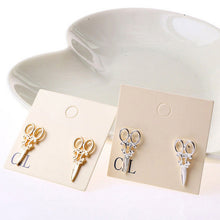 Women Jewelry Unique Scissors Shape Ear Stud Punk Women Girls Earring Gold Silver Colors J4U66