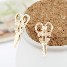 Women Jewelry Unique Scissors Shape Ear Stud Punk Women Girls Earring Gold Silver Colors J4U66