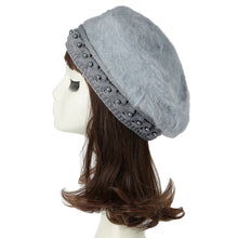 women knitting hat hat for women genuine hat handmade beads knitted hem warm hat cap beanies headgear beret J4U66