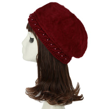 women knitting hat hat for women genuine hat handmade beads knitted hem warm hat cap beanies headgear beret J4U66