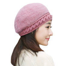 women knitting hat hat for women genuine hat handmade beads knitted hem warm hat cap beanies headgear beret J4U66