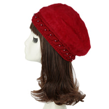 women knitting hat hat for women genuine hat handmade beads knitted hem warm hat cap beanies headgear beret J4U66