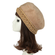 women knitting hat hat for women genuine hat handmade beads knitted hem warm hat cap beanies headgear beret J4U66