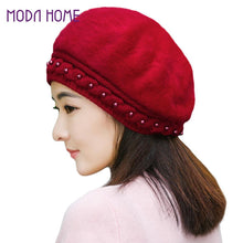 women knitting hat hat for women genuine hat handmade beads knitted hem warm hat cap beanies headgear beret J4U66