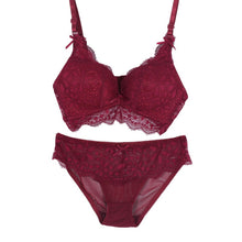 Lace Floral 3/4 Cup Push Up Bras and Panty Set Lingerie Underpants 32 34 36 B J4U66
