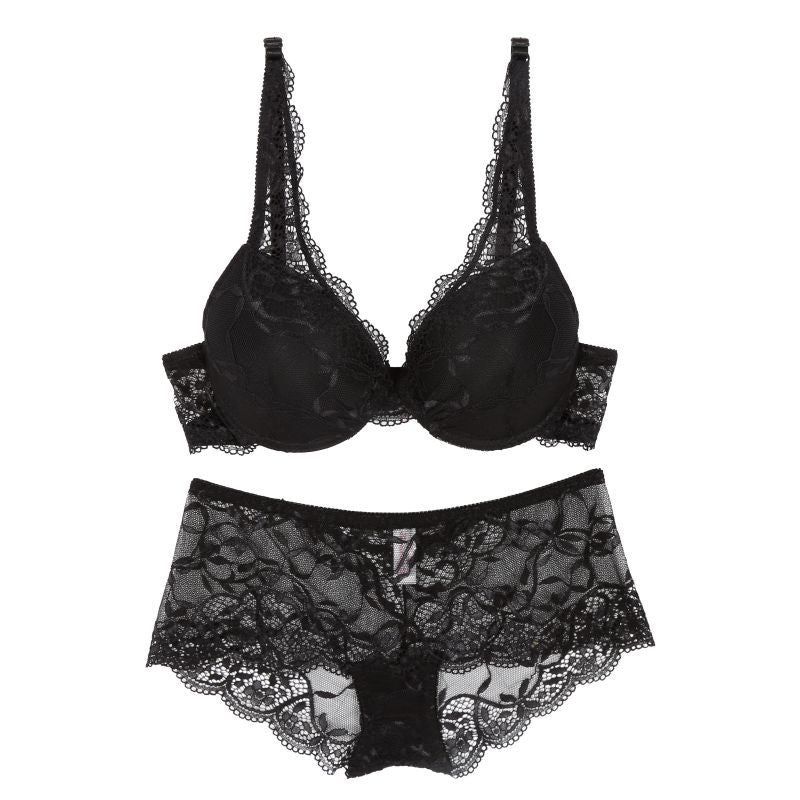 women lace push up bra and panty set sexy v neck plunge bras cup b briefs lingerie J4U66