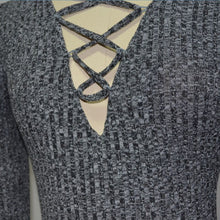 Lace Up Bodycon Package Hip Knitted Dress V Neck Long Sleeve Sweater A-Line XL Dress J4U66
