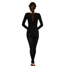 Women Lace V Neck Thermal Underwear Set Top and Pants Long Johns Sets Pajamas Sleepwear J4U66