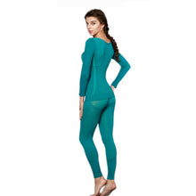 Women Lace V Neck Thermal Underwear Set Top and Pants Long Johns Sets Pajamas Sleepwear J4U66