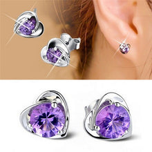Women Lady Elegant Silver Plated Ear Stud Earrings Heart Gift  J4U66