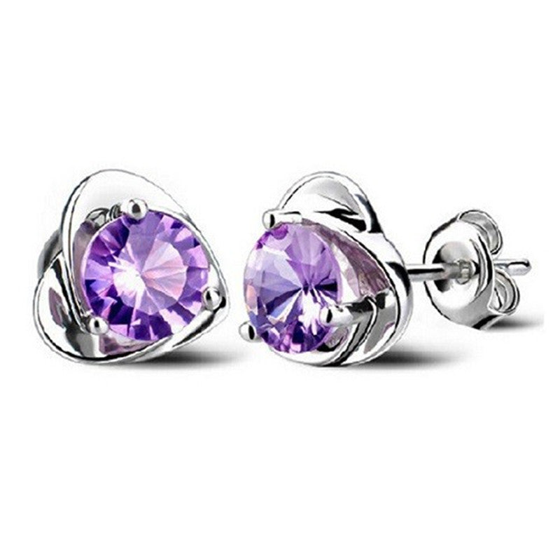 Women Lady Elegant Silver Plated Ear Stud Earrings Heart Gift  J4U66