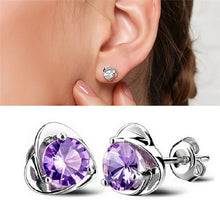 Women Lady Elegant Silver Plated Ear Stud Earrings Heart Gift  J4U66