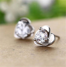 Women Lady Elegant Silver Plated Ear Stud Earrings Heart Gift  J4U66