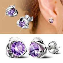 Women Lady Elegant Silver Plated Ear Stud Earrings Heart Gift  J4U66