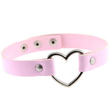 Women Lady Favorite Punk Goth Harajuku Grunge PU Leather Rivet Heart Collar Choker Funky Torques Necklace Jewelry J4U66