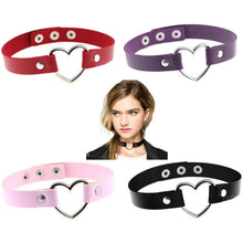 Women Lady Favorite Punk Goth Harajuku Grunge PU Leather Rivet Heart Collar Choker Funky Torques Necklace Jewelry J4U66