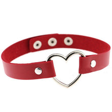 Women Lady Favorite Punk Goth Harajuku Grunge PU Leather Rivet Heart Collar Choker Funky Torques Necklace Jewelry J4U66
