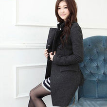 Women Lapel Windbreaker Double Breasted Long Parka Woolen Coat Trench Outwear Work Jacket  J4U66